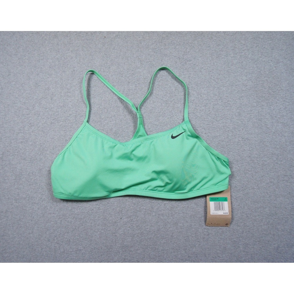 Nike Swim Bikini Top Women XL Green Solid NESSA226-380 Sporty Beach Pool